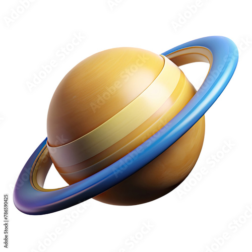 Planet Saturn on a white background. 3d rendering, 3d illustration.
