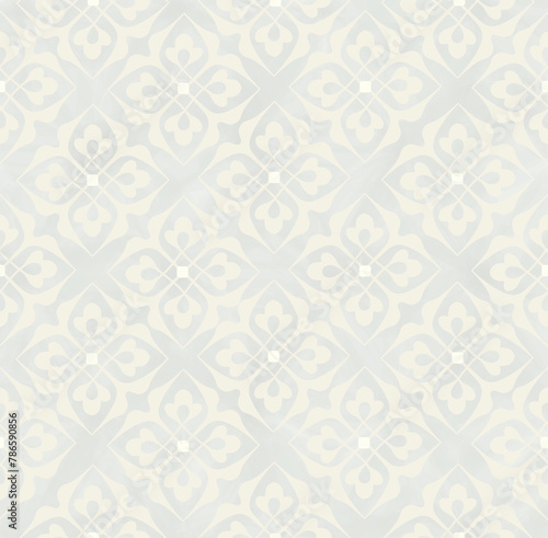 Floral arabesque line seamless pattern. Flourish fabric texture. Ornamental f...
