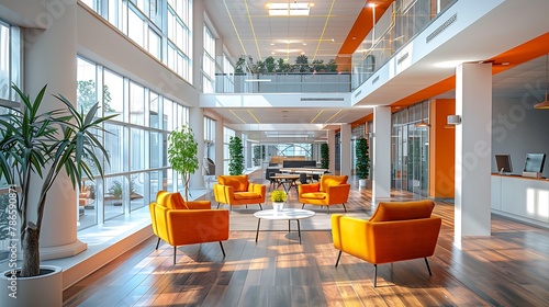 Obraz na płótnie Creative office interior of modern and bright open plan office space w salonie