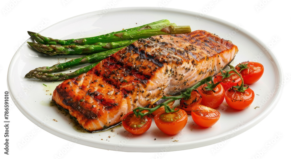 PNG Grilled salmon plate seafood meat PNG Grilled salmon plate seafood meat