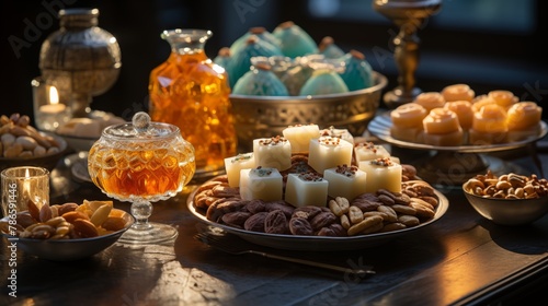 A table filled with different types of Eid confectionery © farhan