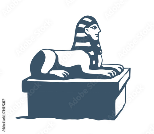 Vector drawing. Egyptian sphinx monument