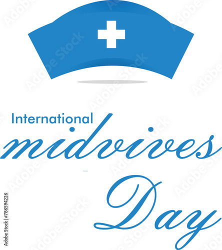 international midwife day banner vector illustration midwife hat blue color