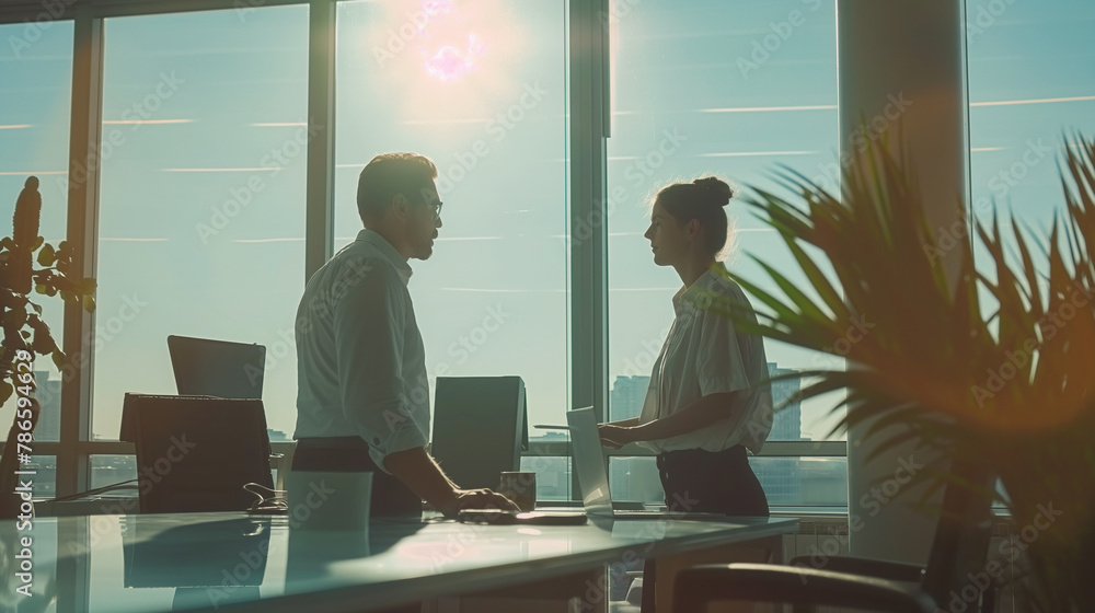 business people discussing a presentation at a meeting in sunny modern office (8) business people discussing a presentation at a meeting in sunny modern office (8)