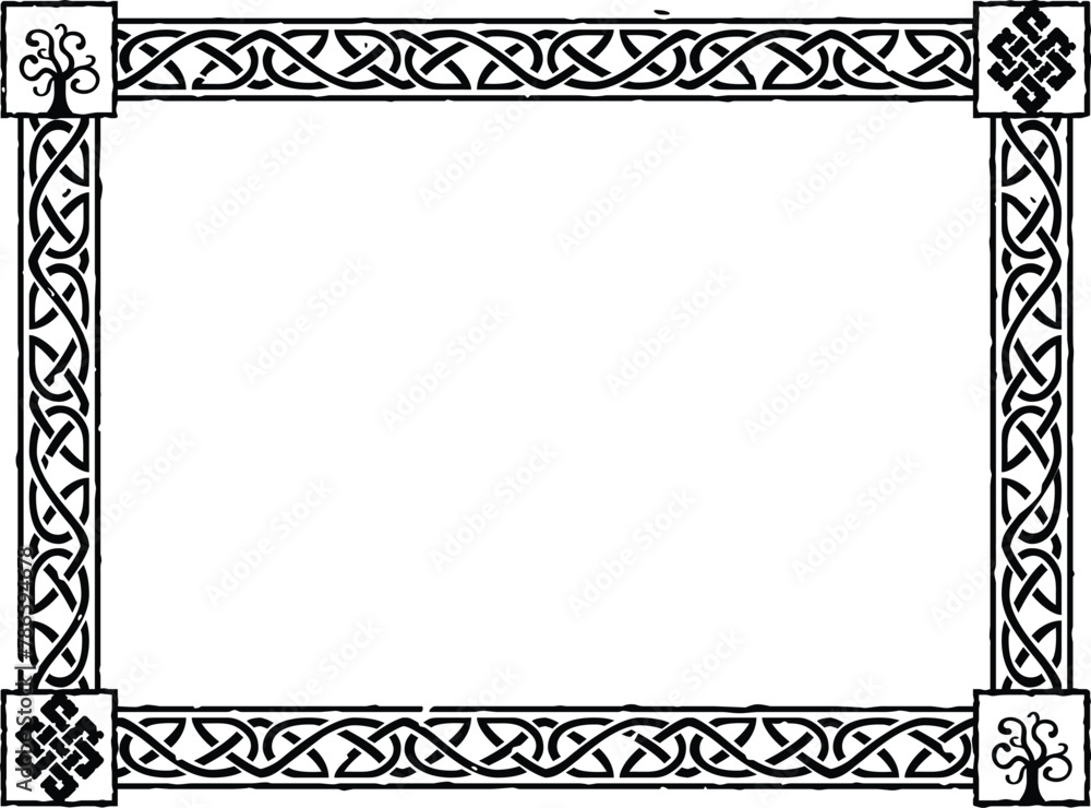 Obraz premium Large Rectangular Celtic Frame - Knot, Tree