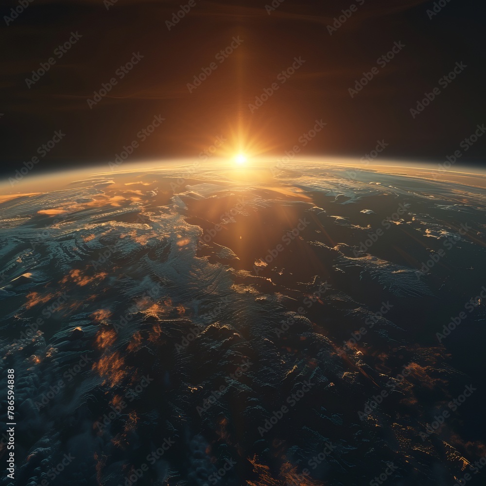Sunrise Glow on Planet Earth: Start of a Beautiful Day