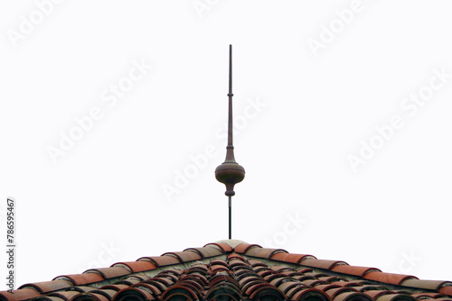 Tiled rooftop lightning rod tip
