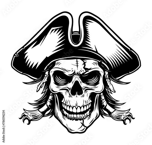 Pirat Skull Totenkopf Logo Vektor Symbol Zeichnung Kopf Tattoo 