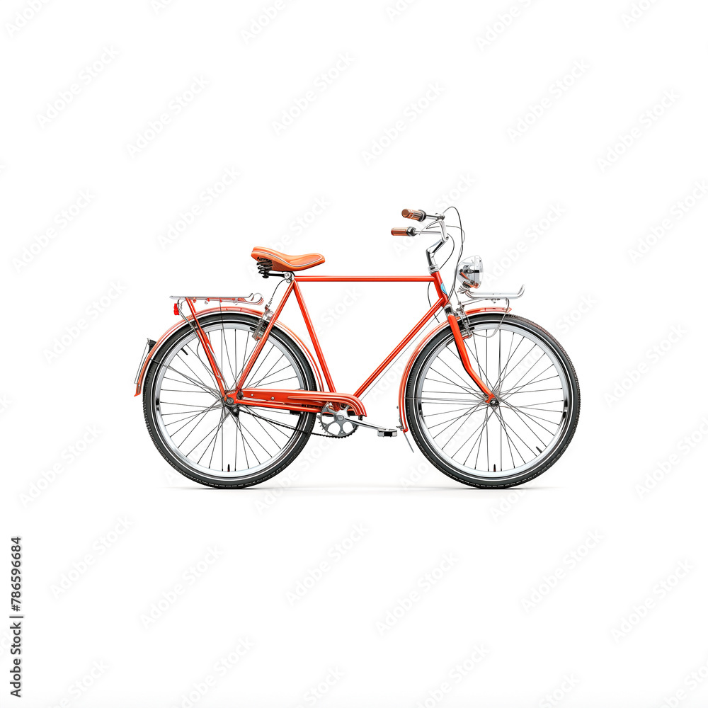 Orange Bicycle Against White Background. Generative AI