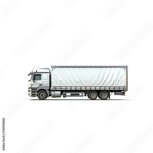 White Truck Parked on White Surface. Generative AI