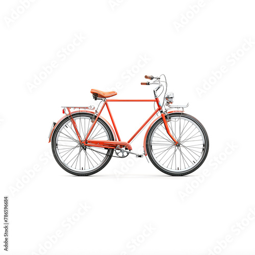 Orange Bicycle Against White Background. Generative AI