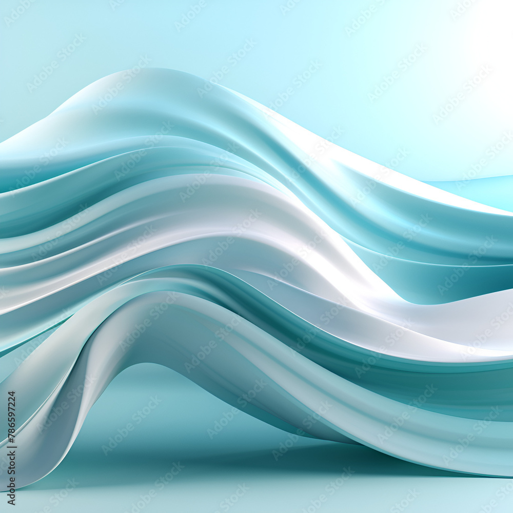 Turquoise Tempest Dynamic Wave Background in White Setting Turquoise Tempest Dynamic Wave Background in White Setting