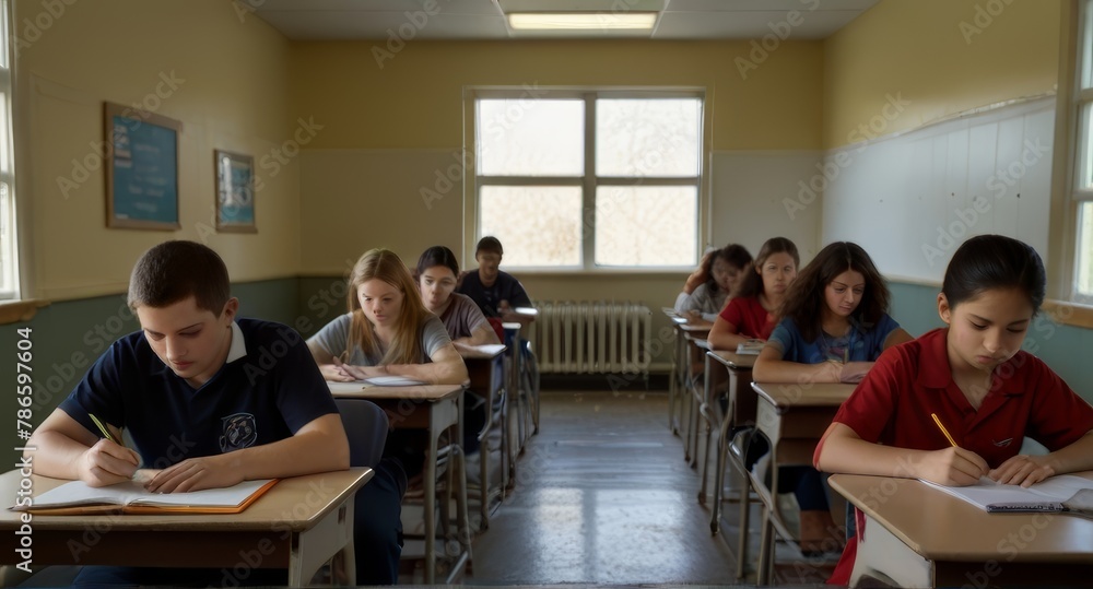 students studying in classroom