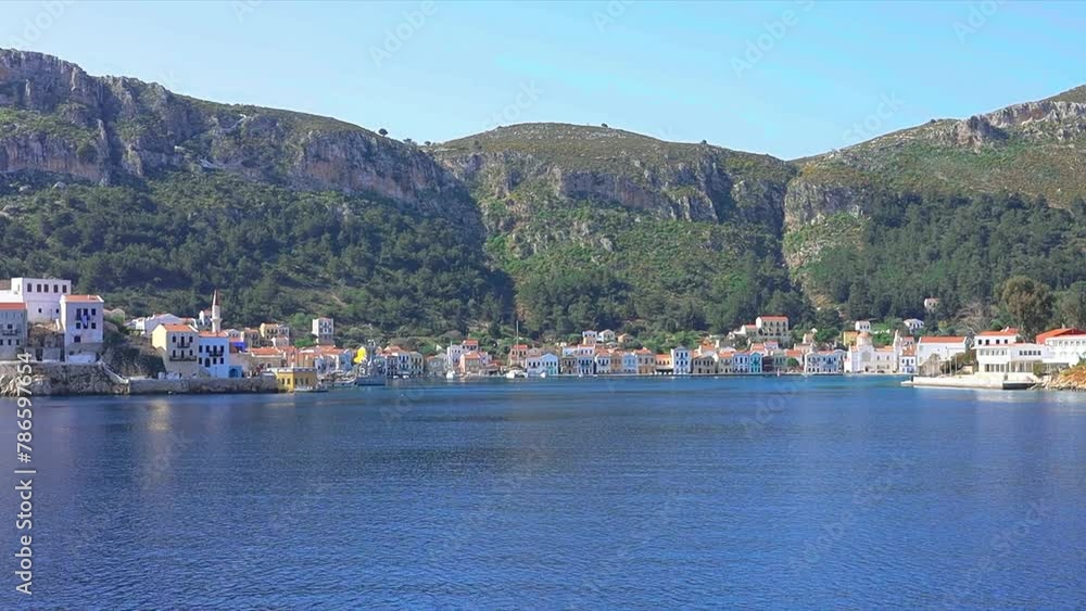 beautiful view of the island of Kastellorizo from the approaching boat. April 2024 beautiful view of the island of Kastellorizo from the approaching boat. April 2024
