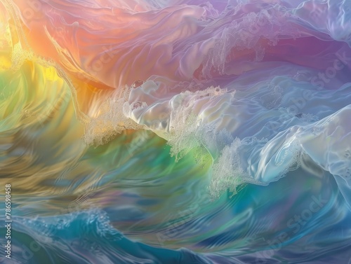 Iridescent Colorful Waves Flowing Beautifully on Canvas Art Creation