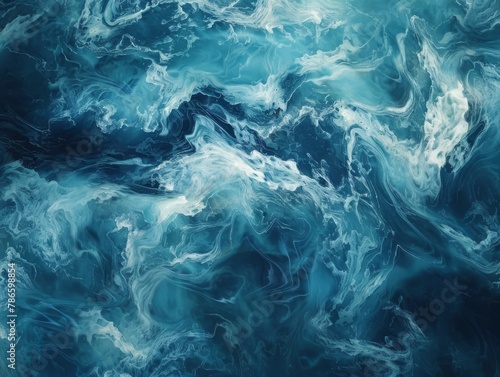 Swirling Azure and Cobalt Eddies - Mesmerizing Abstract Artistic Ocean-inspired Composition