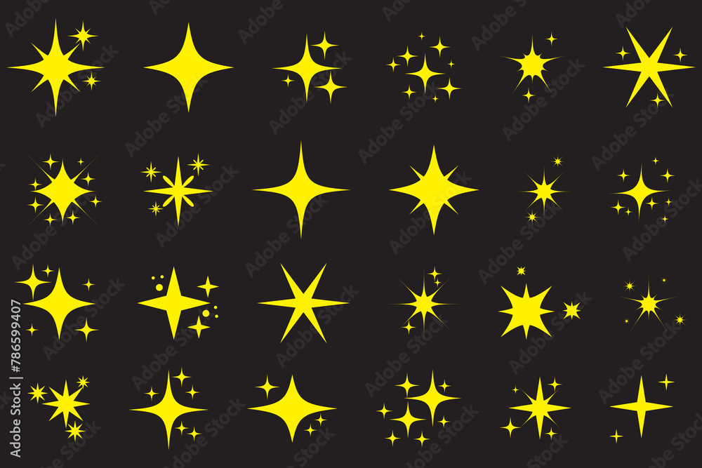 Set of twinkling stars vector. Shining star icon set. Shiny sparks icon. Minimalist twinkle star shape symbols. Modern geometric elements. Twinkling spark and burst icons set. Set of twinkling stars vector. Shining star icon set. Shiny sparks icon. Minimalist twinkle star shape symbols. Modern geometric elements. Twinkling spark and burst icons set.