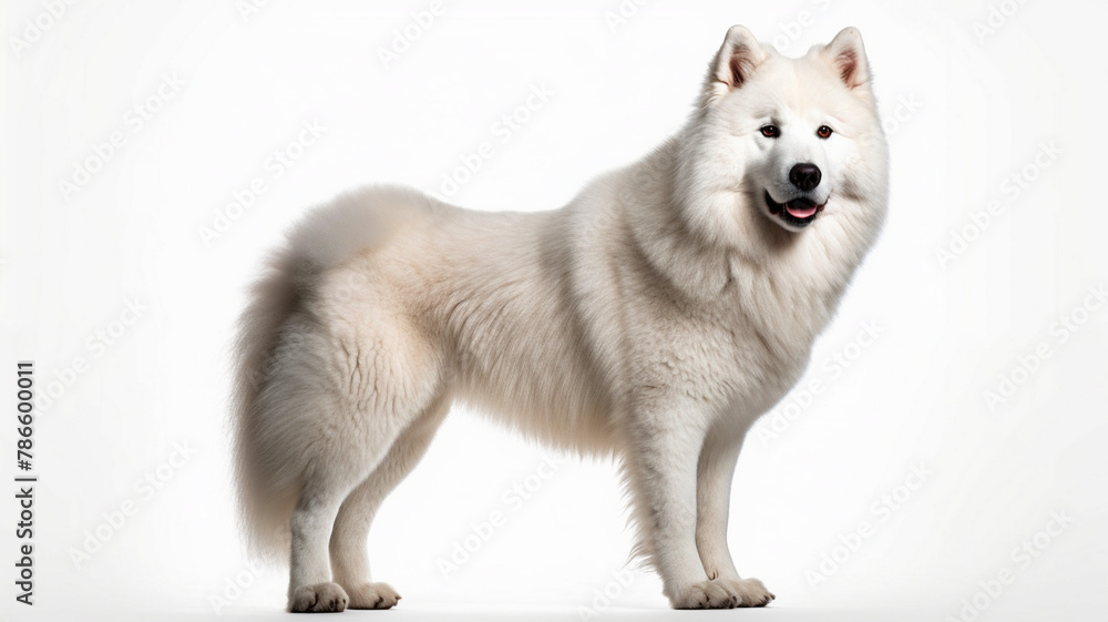 Dog, Puppy, Samoyed Breed, on a White Background Dog, Puppy, Samoyed Breed, on a White Background