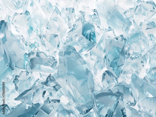 Jagged Ice Shards Against Pure Blue Canvas: Abstract Winter Artistic Photography
