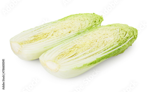 Fototapeta Naklejka Na Ścianę i Meble -  Halves of Chinese cabbage isolated on white