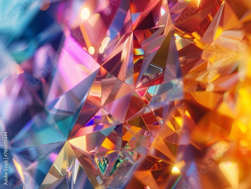 Crystal Structures Reflecting Light inKaleidoscopic Display. photo