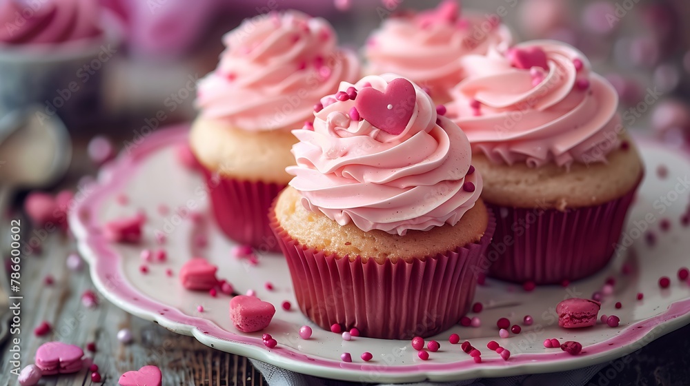 Love concept cupcakes served in the plate selective focus Love concept cupcakes served in the plate selective focus