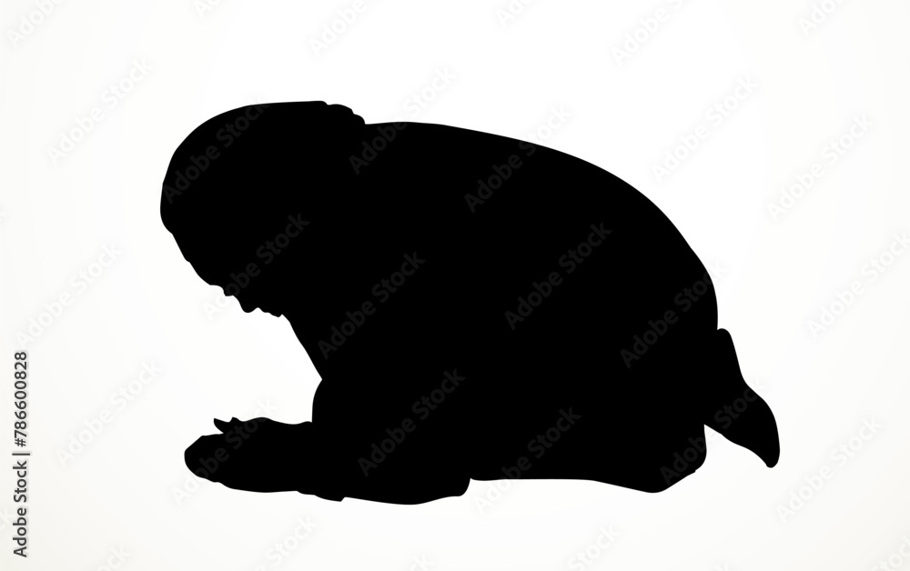 Vector drawing. Egyptian girl bow in praying Vector drawing. Egyptian girl bow in praying