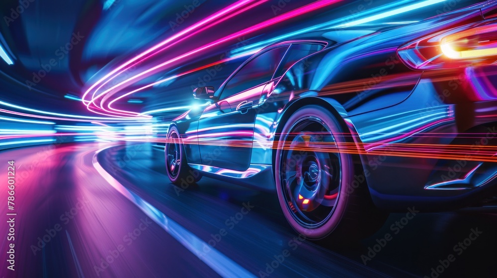 Fototapeta premium Cars lights on the road at night time
