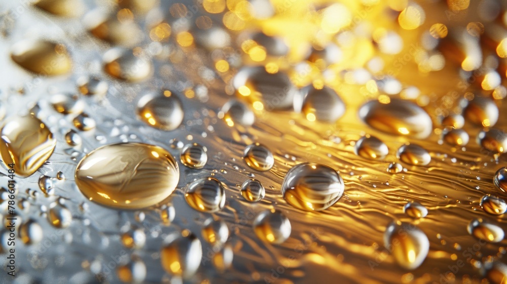 Close up of water droplets on a surface, suitable for various design projects Close up of water droplets on a surface, suitable for various design projects