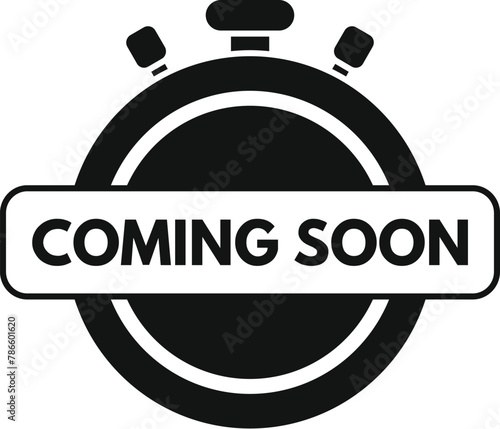 Coming soon stopwatch icon simple vector. Advert new brand. Product marketing