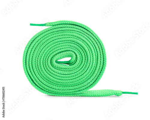 Stylish light green shoe laces isolated on white