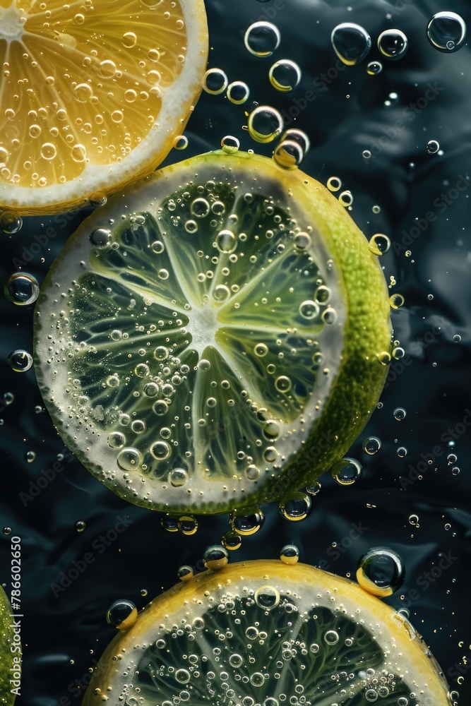 Fresh lemons floating in water, perfect for food and beverage concepts Fresh lemons floating in water, perfect for food and beverage concepts