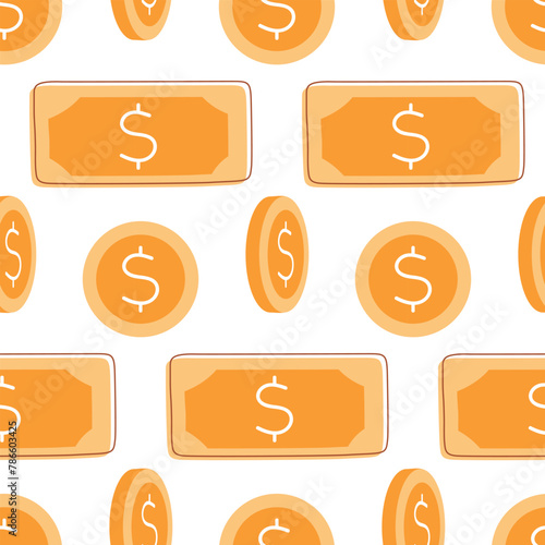 Array of Money Signs on White Background