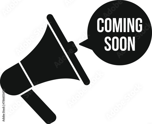 Megaphone coming soon icon simple vector. New add brand. Arrival release