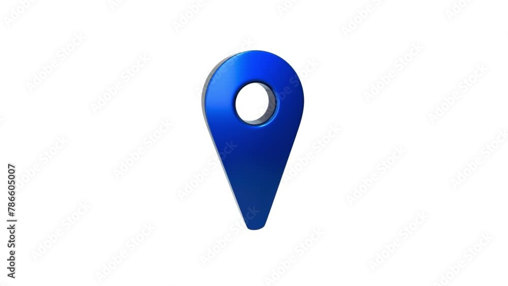 3d location blue pointer sign animation for navigation on white background 3d location blue pointer sign animation for navigation on white background