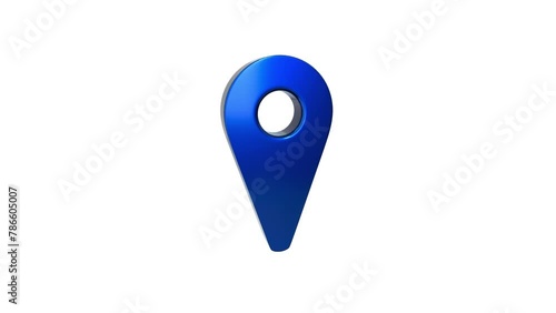 3d location blue pointer sign animation for navigation on white background (ID: 786605007)