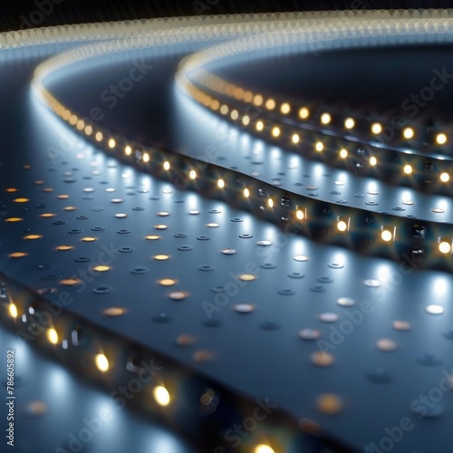 Close-up of illuminated stretch of LED lights 
