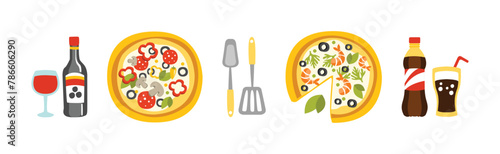 Pizza Cooking Ingredient Flat Item and Element Vector Set