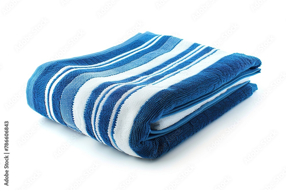 Blue folded towel isolated on white background Blue folded towel isolated on white background