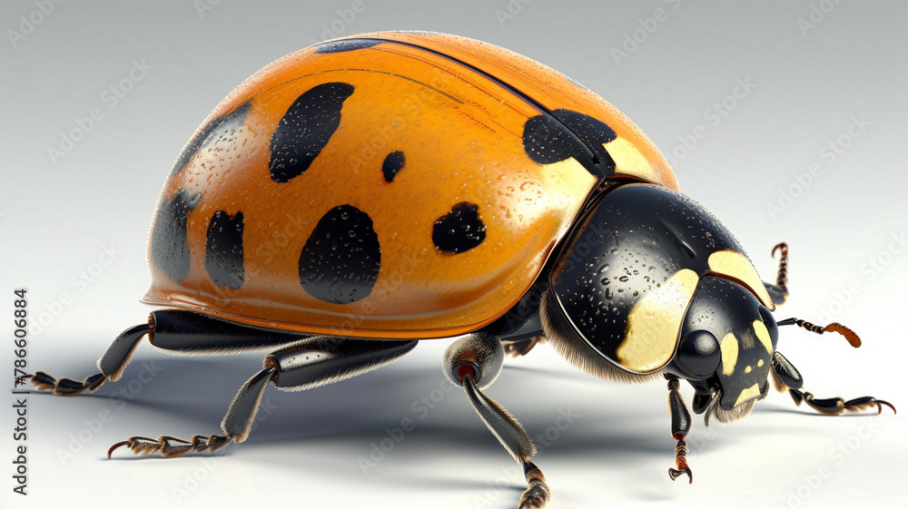 Ladybug Beetle, Ladybug Beetles, Insects, on a White Background - obrazy, fototapety, plakaty 