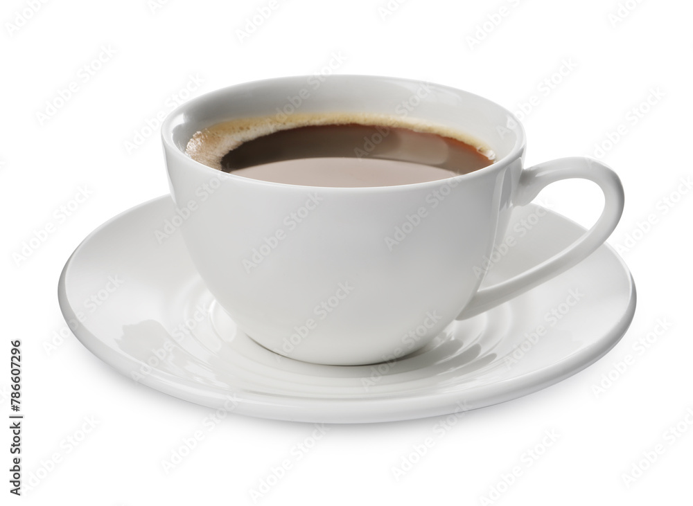 Fototapeta premium Cup of aromatic coffee isolated on white