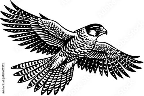 A noble falcon soaring through the sky with wings outstretched