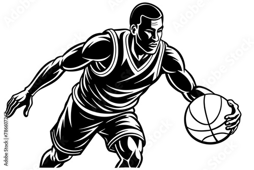 Basket ball in hand of a player who is going to the basket vector silhouette