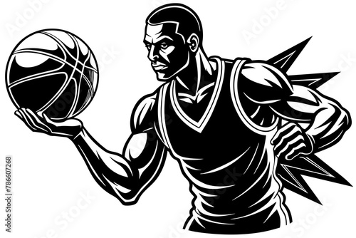 Basket ball in hand of a player who is going to the basket vector silhouette