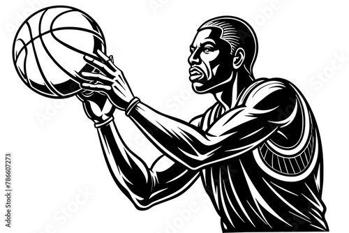 Basket ball in hand of a player who is going to the basket vector silhouette