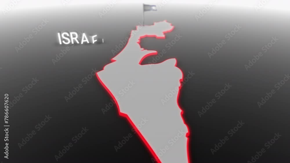 3d animated map of Israel gets hit and fractured by the text “War” 3d animated map of Israel gets hit and fractured by the text “War”