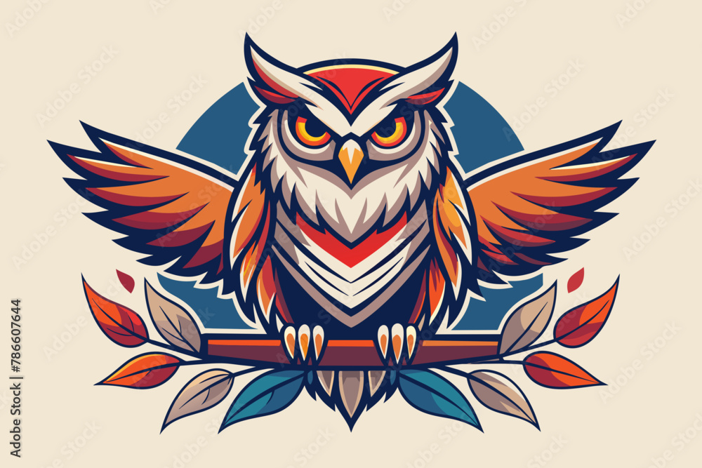 Obraz premium Create a captivating t-shirt design featuring a majestic owl perched on a branch against an white background
