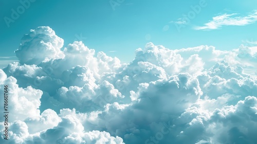 Tranquil background featuring expansive white fluffy clouds contrasting a calm blue sky Perfect for weather themes or nature photography evoking a feeling of serenity and natural beauty for photo