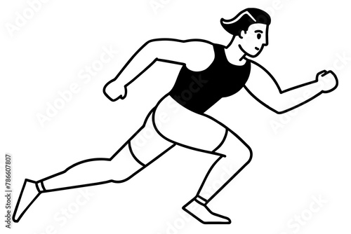 A male athlete running in the morning line art vector silhouette 