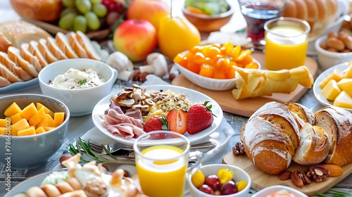Table with full healthy breakfast